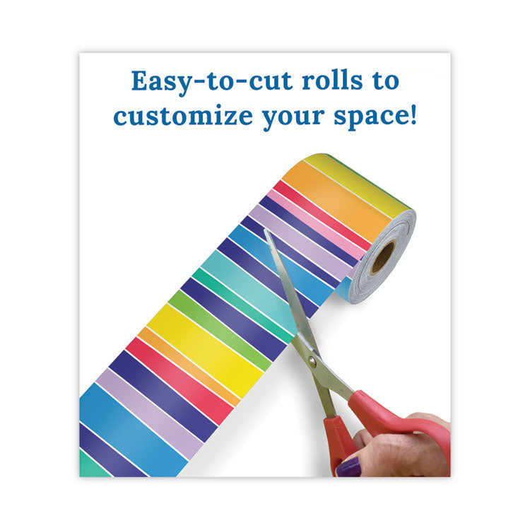 Rolled Borders, Straight Border, Back to School: Rainbow, 2.25" x 65 ft, Multicolor