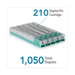 Staple Cartridge, 0.41" Leg, 0.5" Crown, Steel, 210/cartridge, 5 Cartridges/pack, 1,050/pack