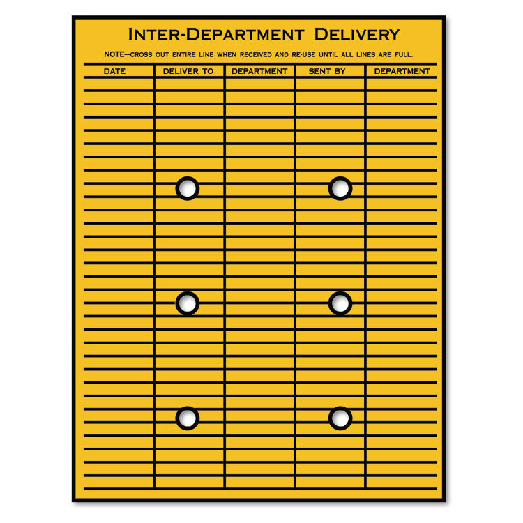 Brown Kraft String/Button Interoffice Envelope, #97, Two-Sided Five-Column Format, 52-Entries, 10 x 13, Brown Kraft, 100/CT