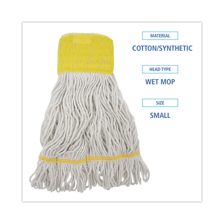 Super Loop Wet Mop Head, Cotton/synthetic Fiber, 5" Headband, Small Size, White, 12/carton