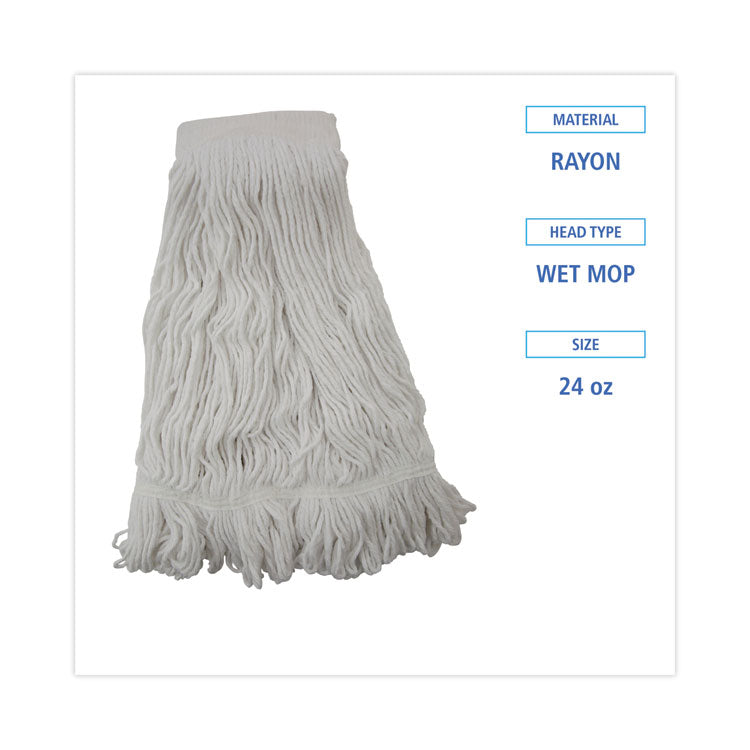 Mop Head, Pro Loop Web/tailband, Premium Saddleback Head, Ryn, 24-Oz., Wh, 12/ct