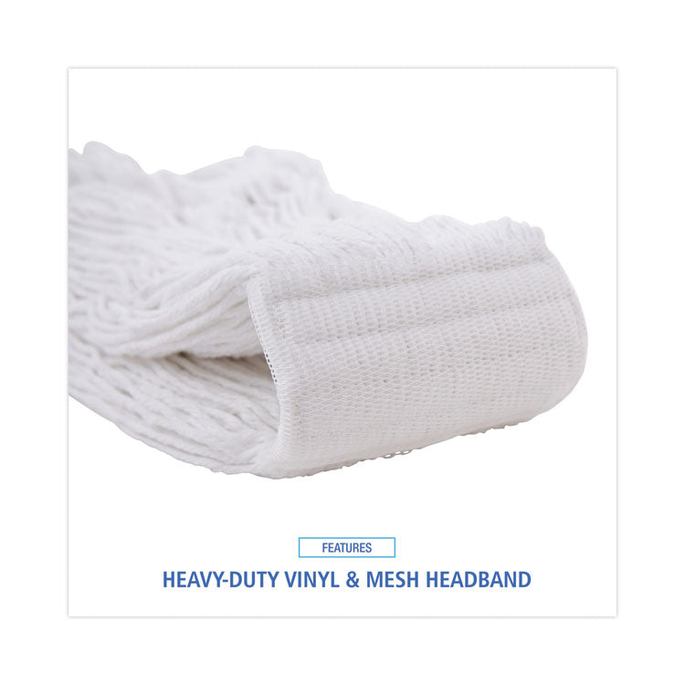 Mop Head, Pro Loop Web/tailband, Premium Saddleback Head, Ryn, 24-Oz., Wh, 12/ct