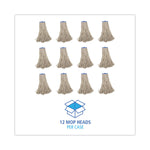 Mop Head, Economical Lie-Flat Head, Cotton Fiber, 20 oz, White, 12/Carton