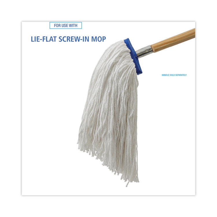 Mop Head, Economical Lie-Flat Head, Rayon Fiber, 20oz, White, 12/carton