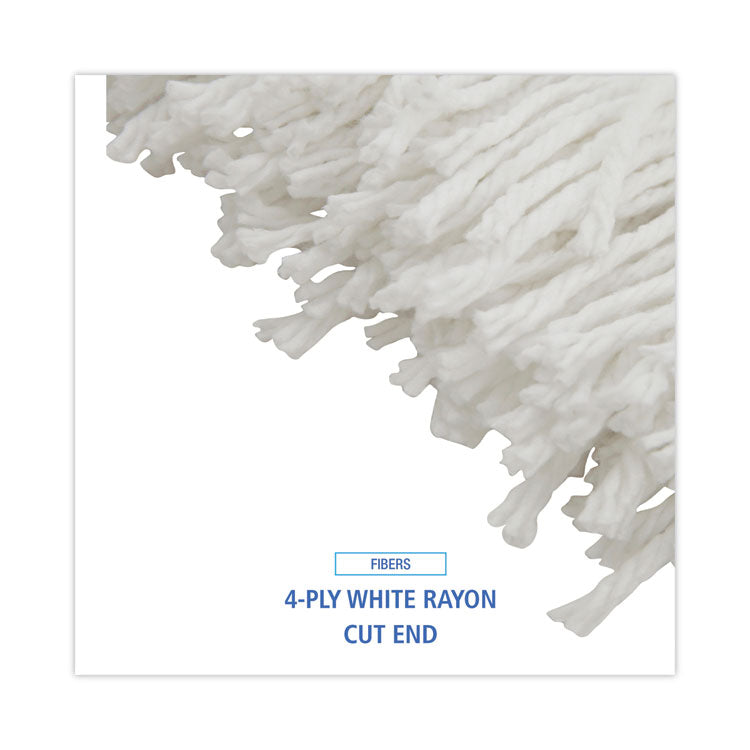 Mop Head, Economical Lie-Flat Head, Rayon Fiber, 20oz, White, 12/carton