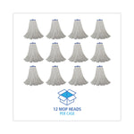 Mop Head, Economical Lie-Flat Head, Rayon Fiber, 20oz, White, 12/carton