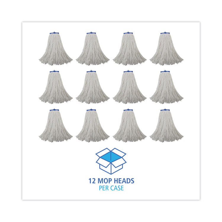 Mop Head, Economical Lie-Flat Head, Rayon Fiber, 20oz, White, 12/carton