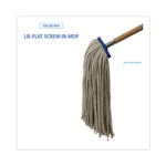 Cut-End Lie-Flat Wet Mop Head, Cotton, 24oz, White