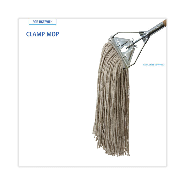 Mop Head, Economical Lie-Flat Head, Cotton Fiber, 32oz, White, 12/carton