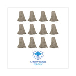 Mop Head, Economical Lie-Flat Head, Cotton Fiber, 32oz, White, 12/carton