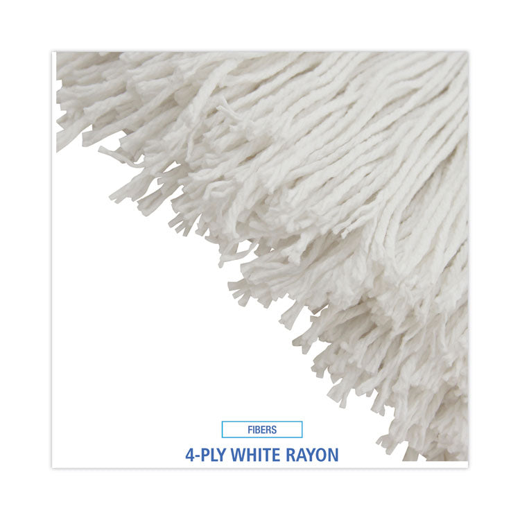 Mop Head, Economical Lie-Flat Head, Rayon Fiber, 32-Oz., White, 12/carton