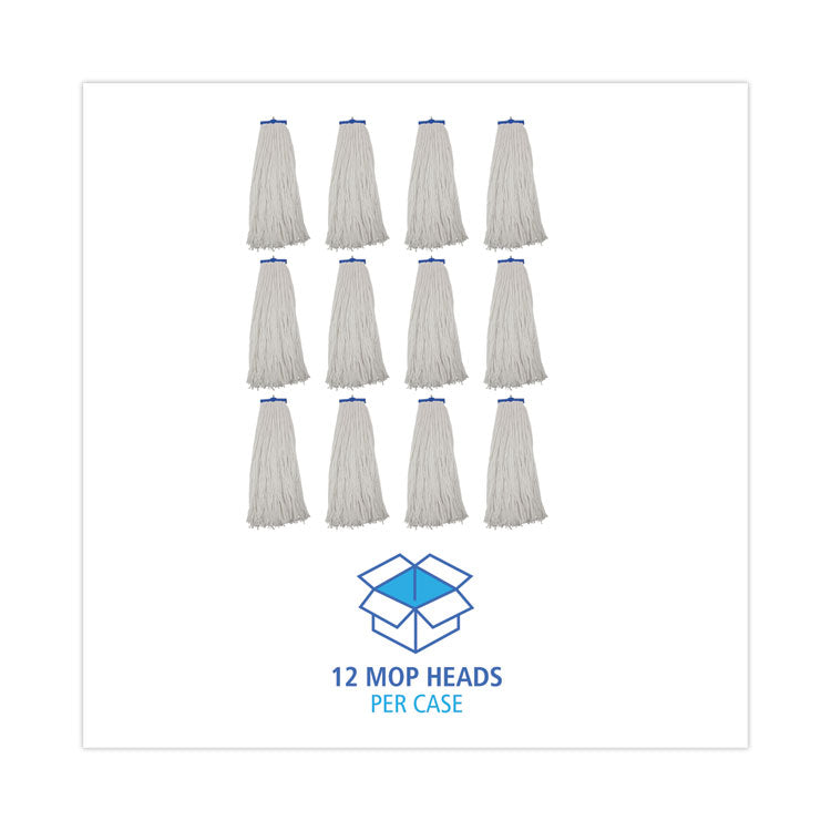 Mop Head, Economical Lie-Flat Head, Rayon Fiber, 32-Oz., White, 12/carton