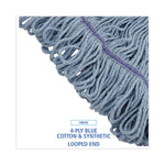 Mop Head, Loop-End, Cotton With Scrub Pad, Medium, 12/carton