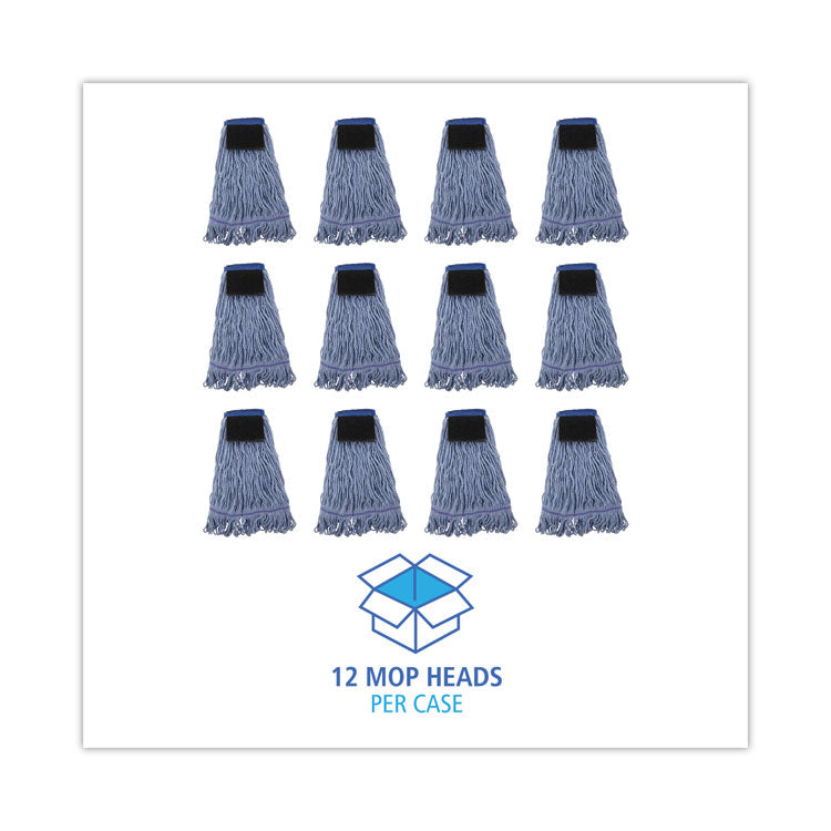 Mop Head, Loop-End, Cotton With Scrub Pad, Medium, 12/carton