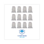 Mop Head, Looped, Enviro Clean With Tailband, Medium, White, 12/carton