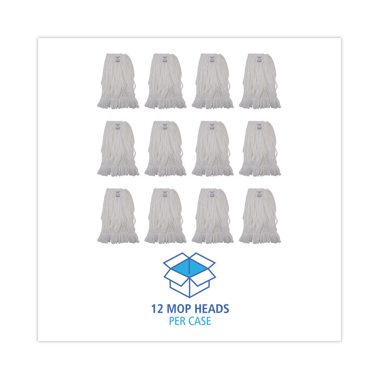 Mop Head, Looped, Enviro Clean With Tailband, Medium, White, 12/carton