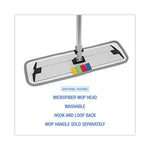 Microfiber Wet Mop Head, Blue, 18 x 5, Split Microfiber, Hook and Loop Back, Dozen