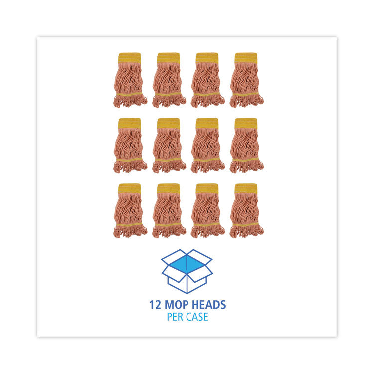 Super Loop Wet Mop Head, Cotton/synthetic Fiber, 5" Headband, Small Size, Orange, 12/carton