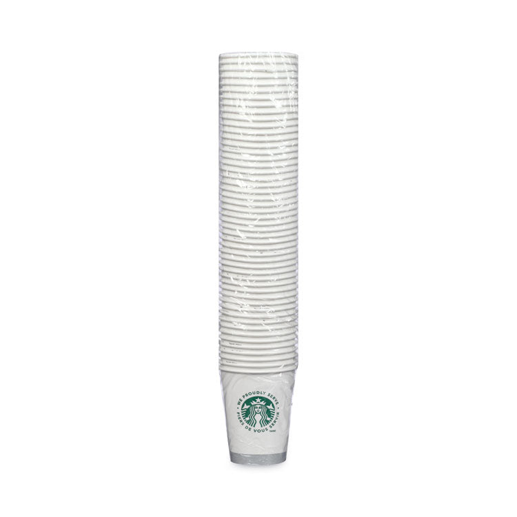 Hot Cups, 12 oz, Paper, White with Green Starbucks Logo, 1,000/Carton