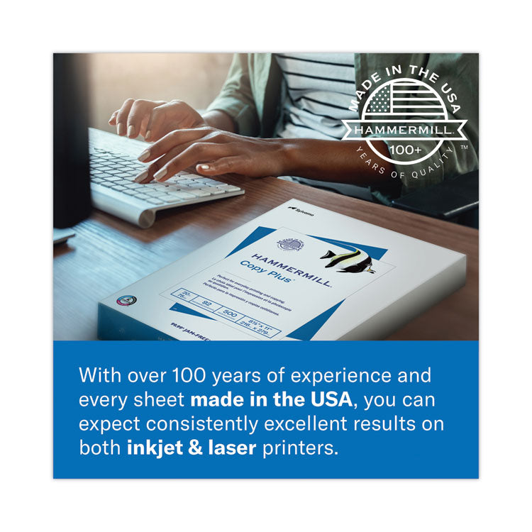 Copy Plus Print Paper, 92 Bright, 20 lb Bond Weight, 8.5 x 11, White, 500 Sheets/Ream, 10 Reams/Carton