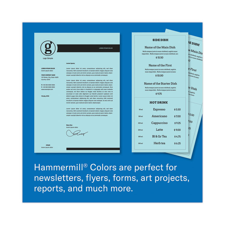 Colors Print Paper, 20 lb Bond Weight, 8.5 x 11, Blue, 500/Ream