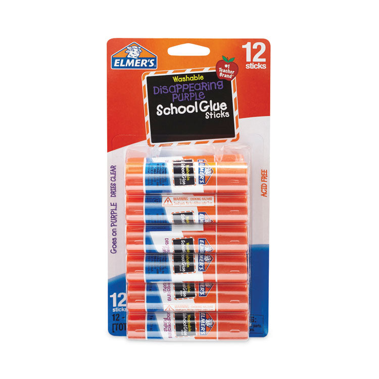 Disappearing Purple School Glue Stick, 0.21 oz, Dries Clear, 12/Pack