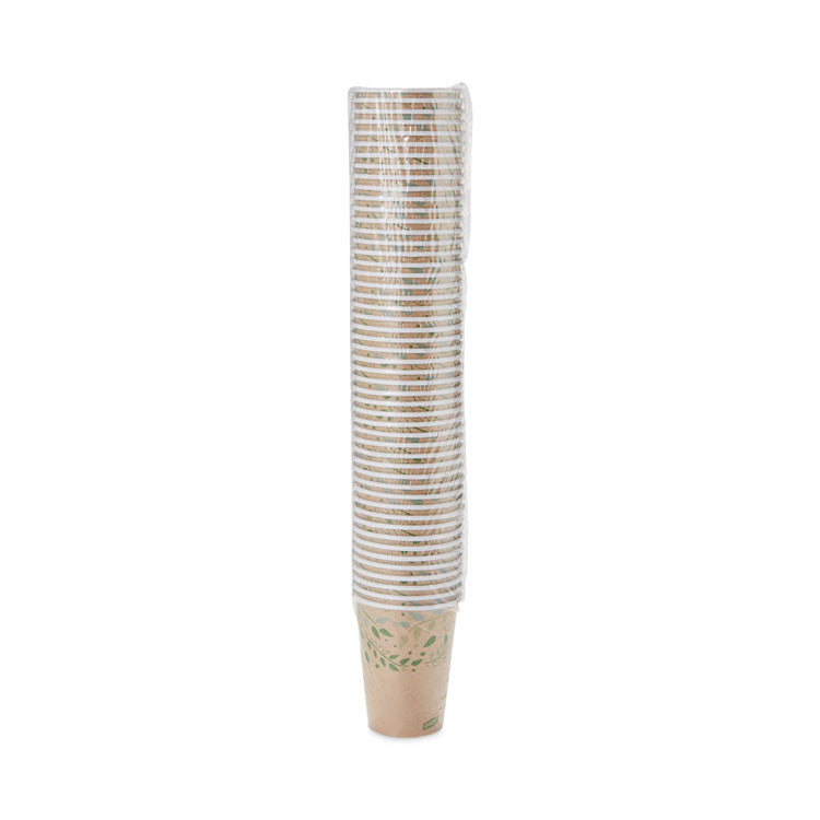 EcoSmart Recycled Fiber Hot/Cold Cups, 12 oz, Paper, Kraft/Green, 50/Sleeve, 20 Sleeves/Carton