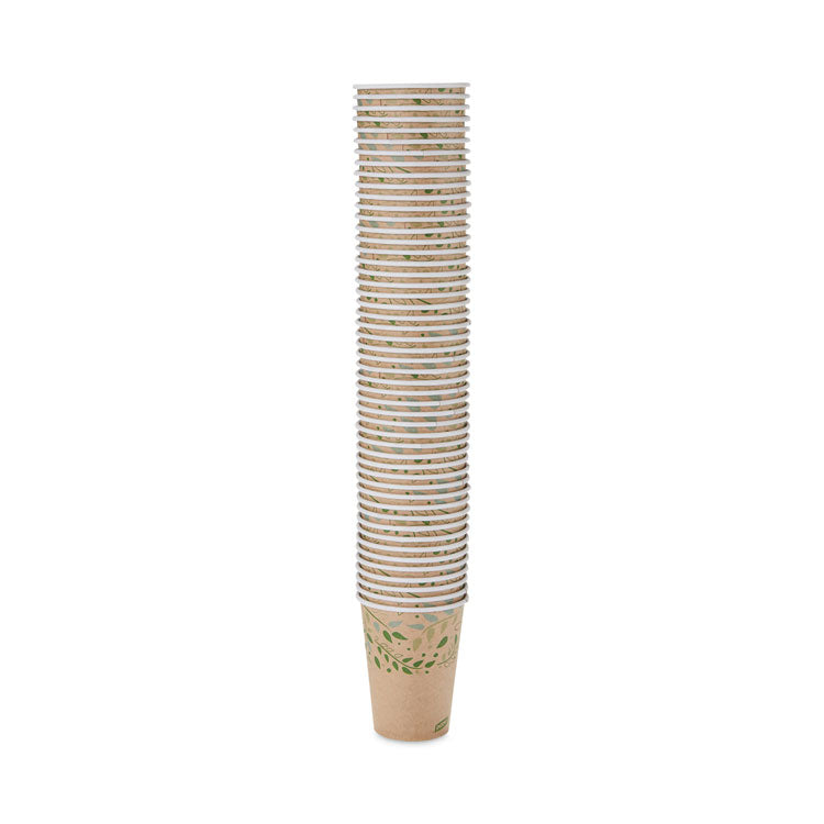 EcoSmart Recycled Fiber Hot/Cold Cups, 12 oz, Paper, Kraft/Green, 50/Sleeve, 20 Sleeves/Carton