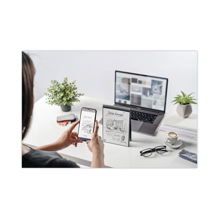 Flip Smart Notepad, Black Cover, Lined/Dot Grid Rule, 8.5 x 11, White, 16 Sheets