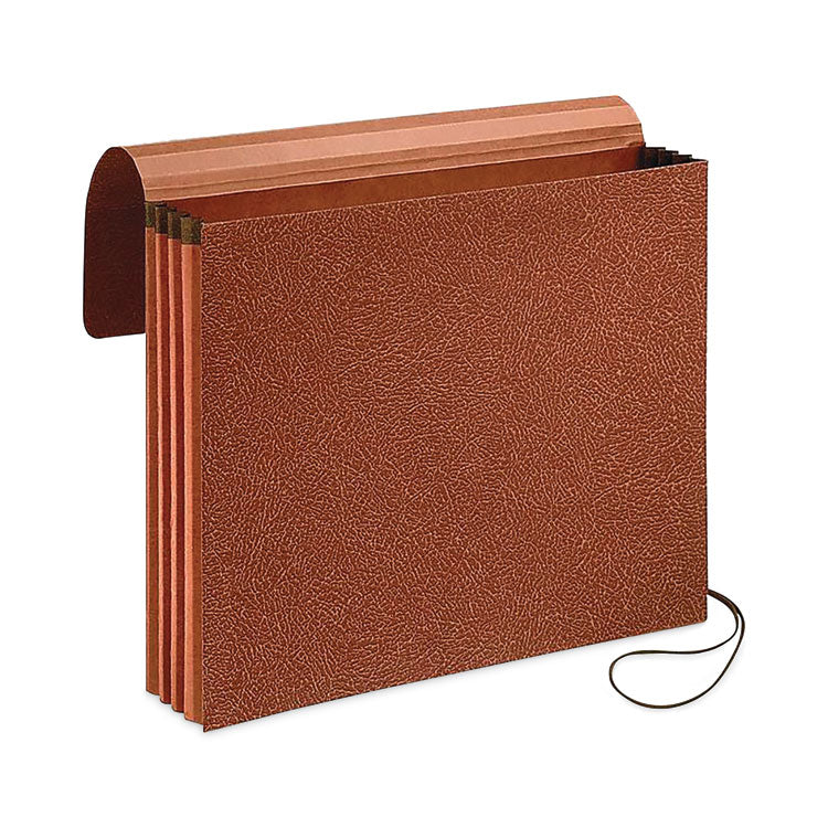 Earthwise by Pendaflex Reinforced Recycled Expanding Wallet, 5.25" Exp, 1 Section, Elastic Cord Closure, Letter Size, Redrope