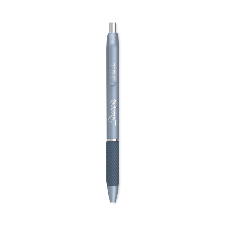 S-Gel Fashion Barrel Gel Pen, Retractable, Medium 0.7 mm, Black Ink, Frost Blue Barrel, 4/Pack