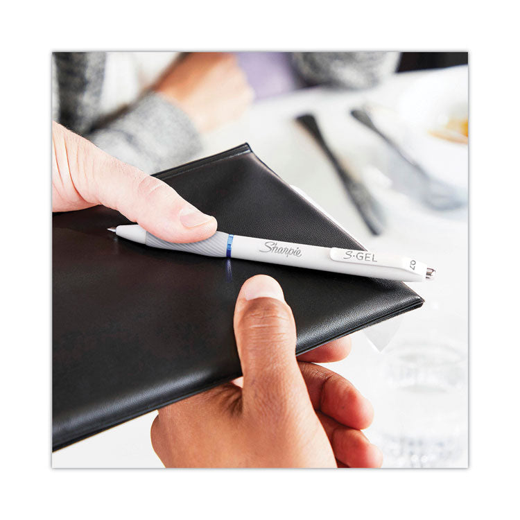 S-Gel Fashion Barrel Gel Pen, Retractable, Medium 0.7 mm, Black Ink, Frost Blue Barrel, 4/Pack