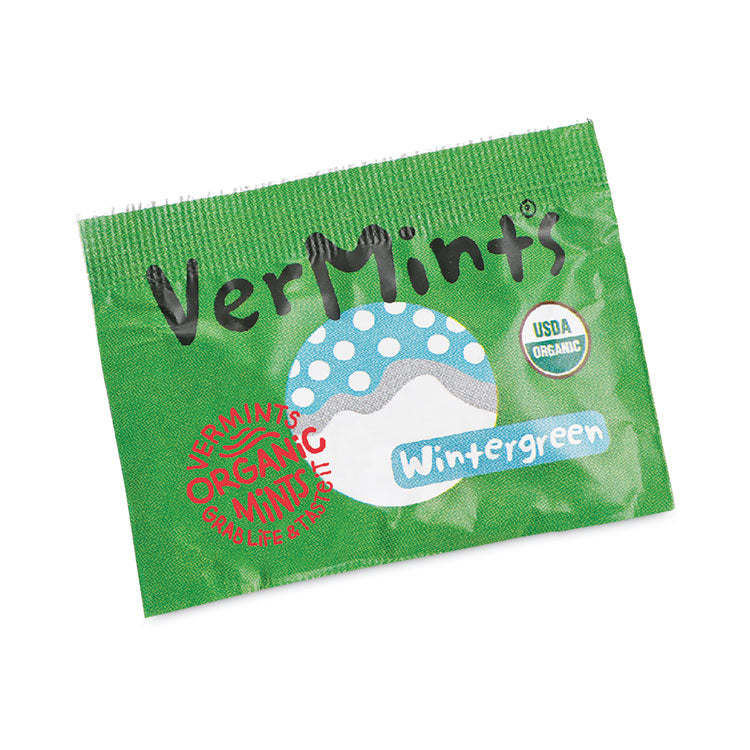 VerMints Organic Mints/Pastilles, Wintergreen, 2 Mints/0.7 oz, Individually Wrapped, 100/Box