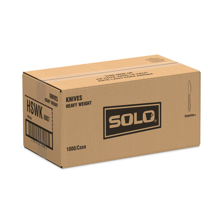 Impress Heavyweight Full-Length Polystyrene Cutlery, Knife, Plastic, White, 1,000/Carton