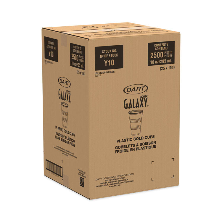 High-Impact Polystyrene Cold Cups, 10 oz, Plastic, Translucent, 100/Sleeve, 25 Sleeves/Carton