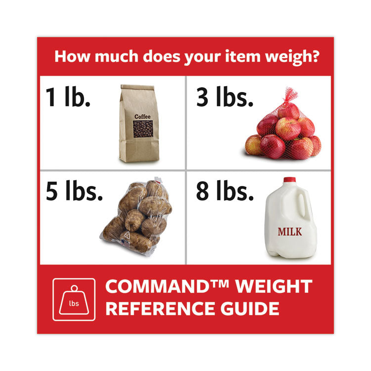 General Purpose Hooks, Medium, Metal, White, 2 lb Capacity, 35 Hooks and 40 Strips/Pack