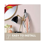 Adhesive Mount Metal Hook, Large, Double Hook, Matte Black Finish, 4 lb Capacity, 1 Hook and 1 Strip/Pack