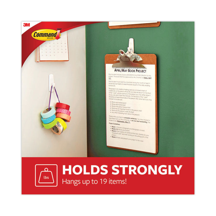 General Purpose Hooks, Variety Pack, Assorted Sizes, Plastic, White, 0.5, 1, 3, 5, 16 lb Capacities, 54 Pieces/Pack