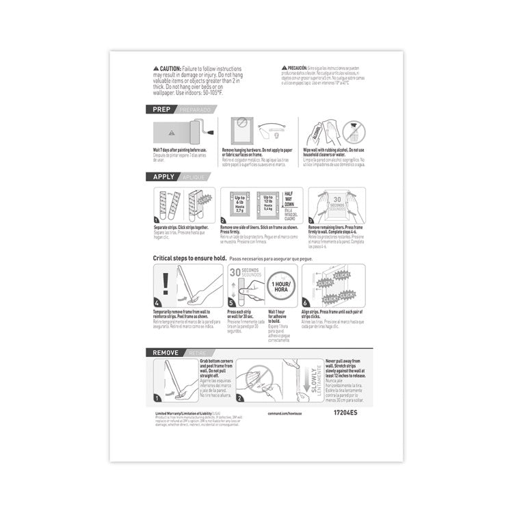 Picture Hanging Strips, Value Pack, Medium, Removable, Holds Up To 12 Lbs, 0.75 X 2.75, White, 12 Pairs/pack