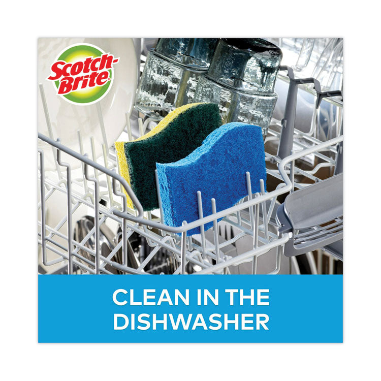 Non-Scratch Multi-Purpose Scrub Sponge, 4.4 X 2.6, 0.8" Thick, Blue, 3/pack