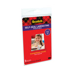 Self-Sealing Laminating Pouches, 9.5 Mil, 4.38" X 6.38", Gloss Clear, 5/pack