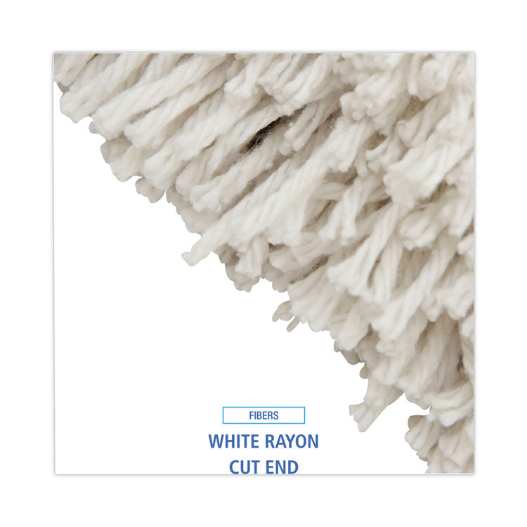 Premium Cut-End Wet Mop Heads, Rayon, 24oz, White, 12/carton