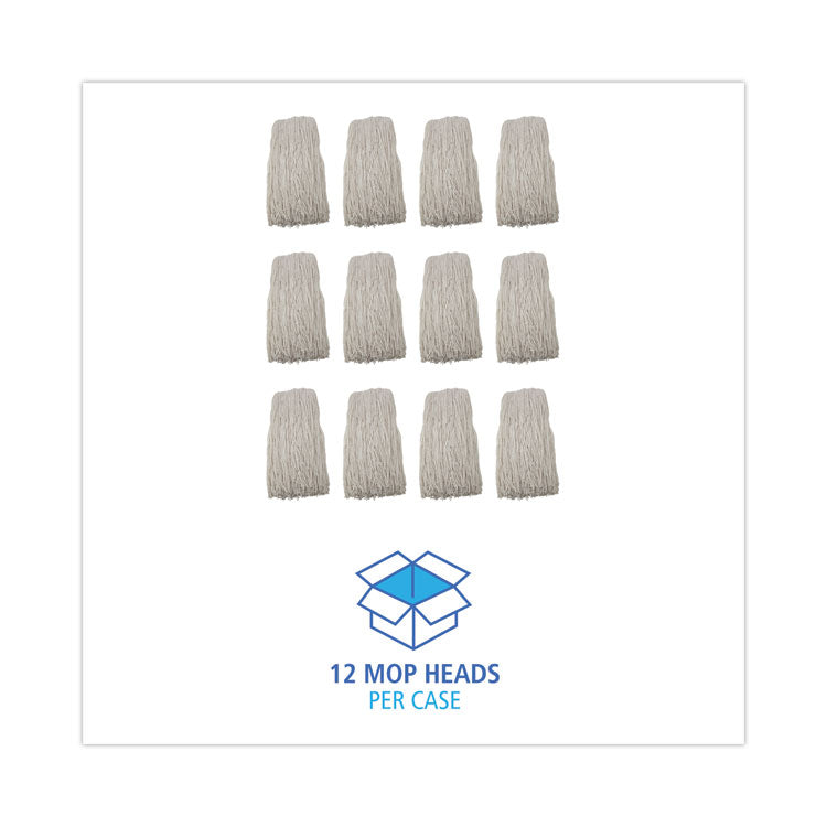 Premium Cut-End Wet Mop Heads, Rayon, 24oz, White, 12/carton