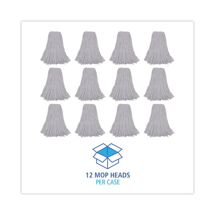 Mop Head, Premium Standard Head, Rayon Fiber, 32oz, White, 12/carton