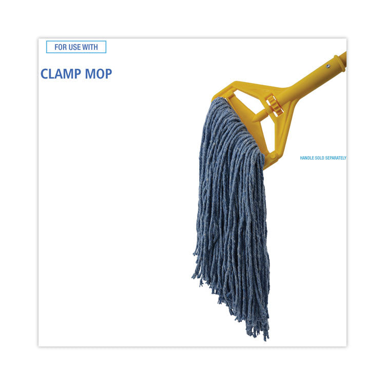 Mop Head, Standard Head, Cotton/synthetic Fiber, Cut-End, #20, Blue, 12/carton