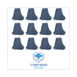 Mop Head, Standard Head, Cotton/synthetic Fiber, Cut-End, #20, Blue, 12/carton