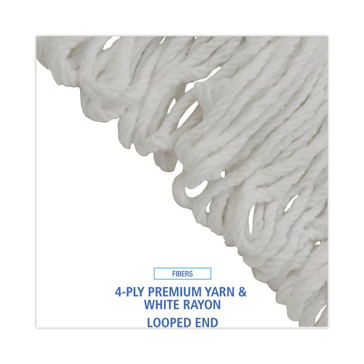 Pro Loop Web/tailband Wet Mop Head, Rayon, #24 Size, White, 12/carton