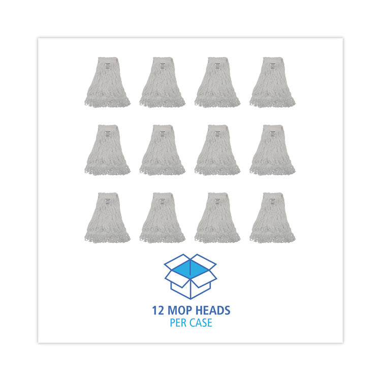 Pro Loop Web/tailband Wet Mop Head, Rayon, #24 Size, White, 12/carton