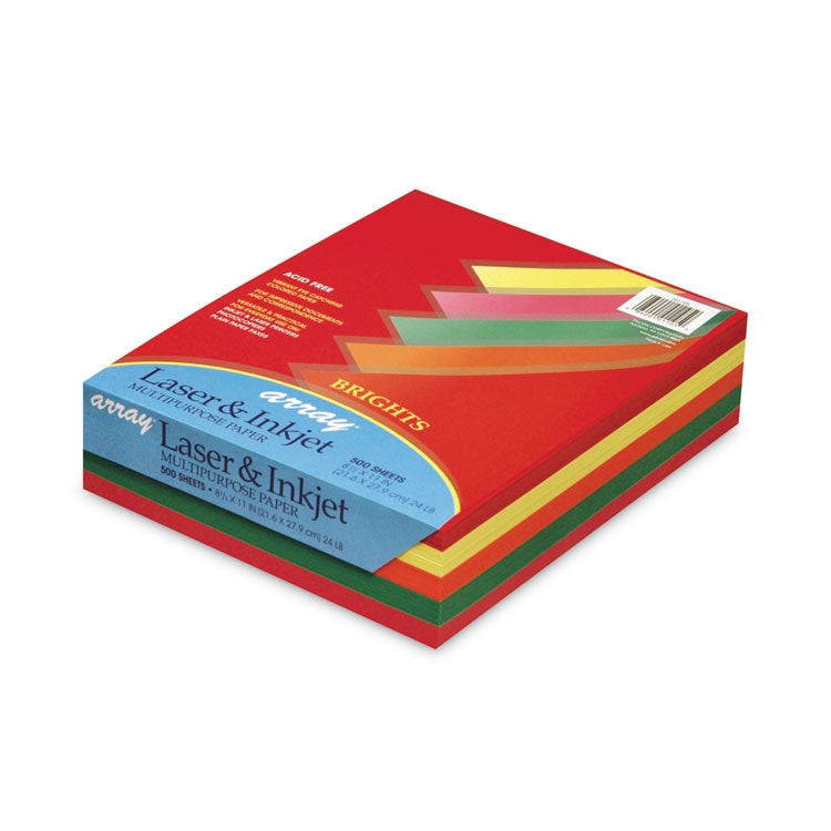 Array Colored Bond Paper, 24 lb Bond Weight, 8.5 x 11, Assorted Bright Colors, 500/Ream