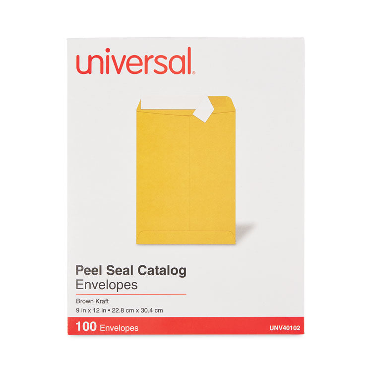 Peel Seal Strip Catalog Envelope, #10 1/2, Square Flap, Self-Adhesive Closure, 9 x 12, Natural Kraft, 100/Box